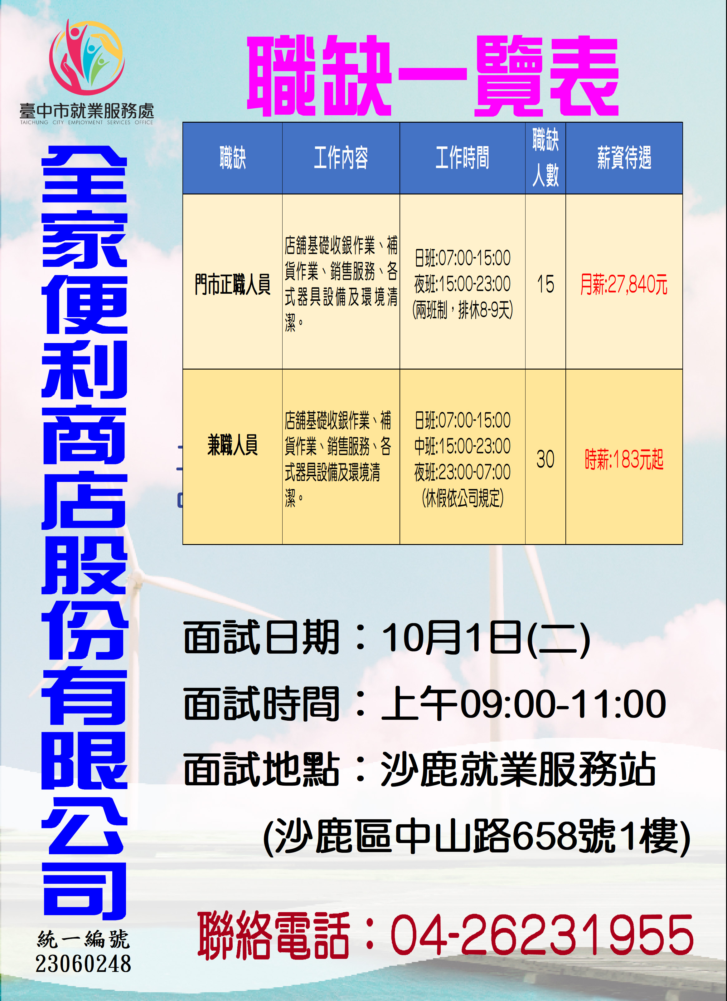 [單一徵才]全家便利商店股份有限公司